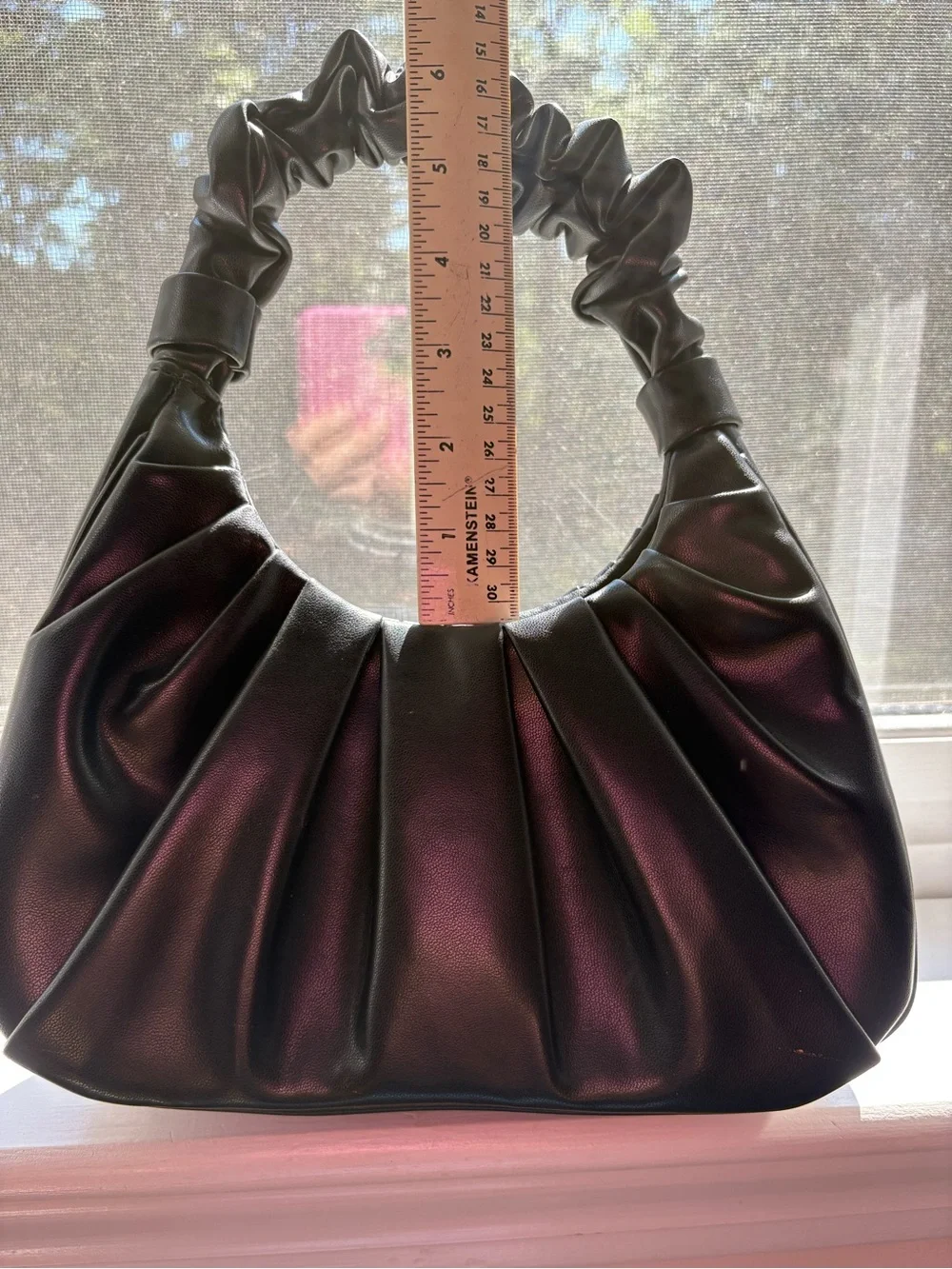 MMS Design Studio Black Ruched Handle Hobo Bag
